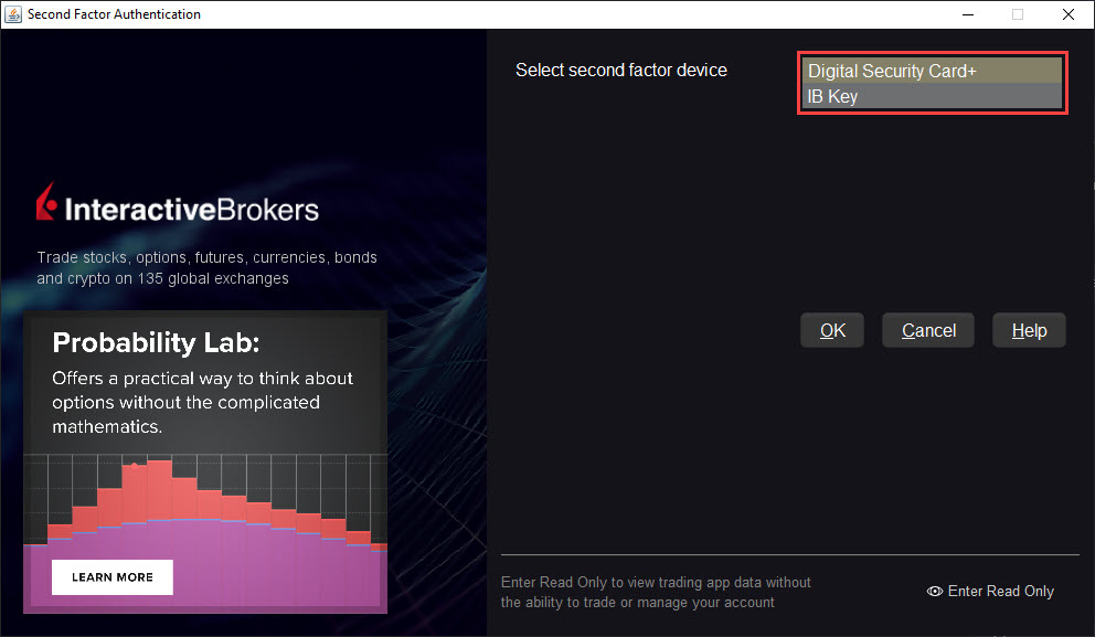 The select second factor device on TWS login